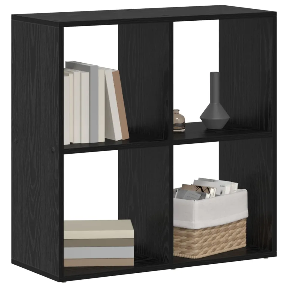 vidaXL Boekenkast 4-laags 69,5 x 29 x 69,5 cm Bewerkt hout Zwart Eiken