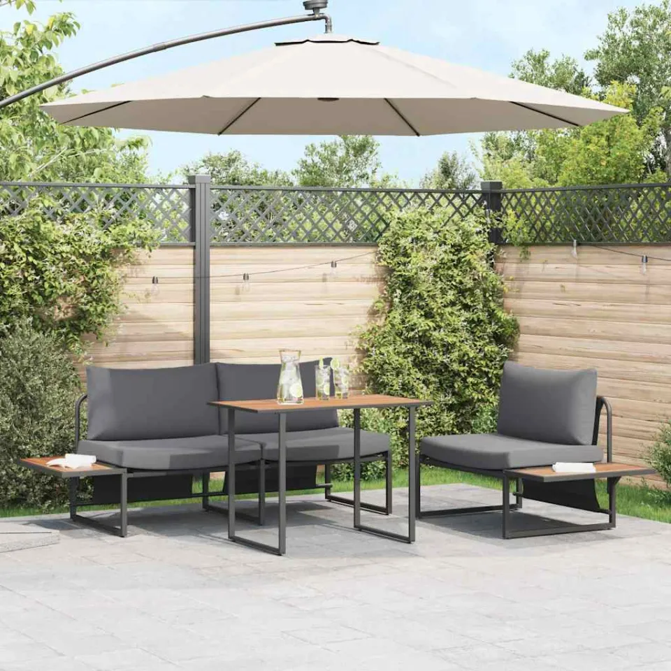 vidaXL Tuin eettafelset 3 st Antraciet Staal, foto 3