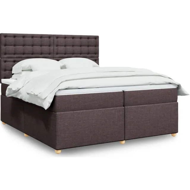 vidaXL Boxspring met matras stof donkerbruin 200x200 cm bruin