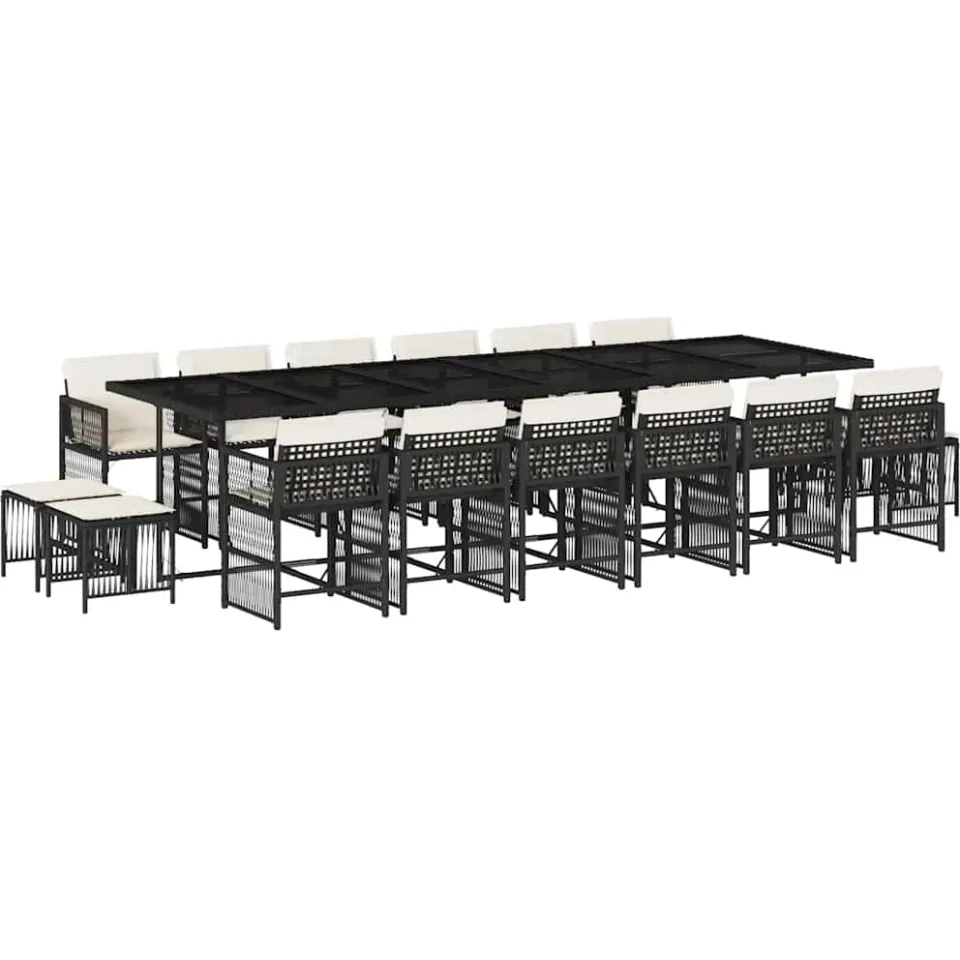 vidaXL 17-delige Tuinset met kussens poly rattan zwart, foto 4