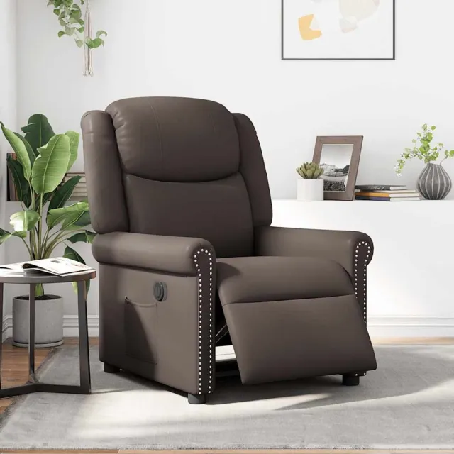 vidaXL Fauteuil - elektrisch - verstelbaar - kunstleer - glanzend - bruin glanzend bruin