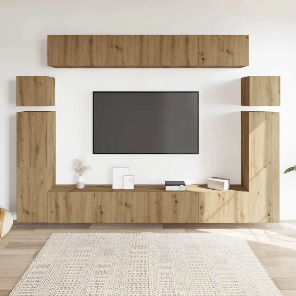 vidaXL 8-delig Tv-meubelset wandmontage bewerkt hout artisanaal eiken, foto 2