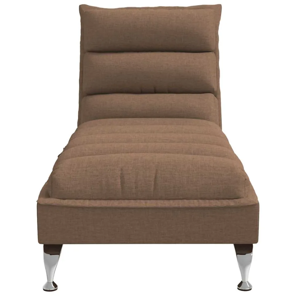 vidaXL Massage chaise longue met kussens stof bruin, foto 4