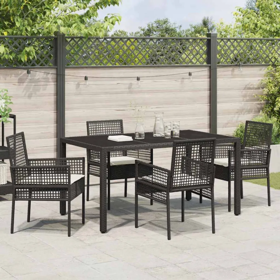 vidaXL Tuin eettafelset 5 st Zwart poly rattan, foto 3