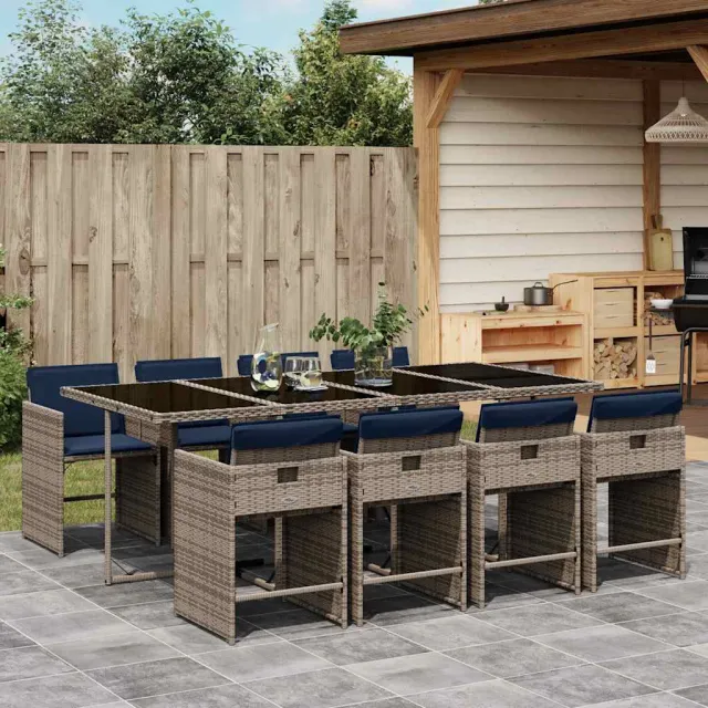 vidaXL 9-delige tuinset met kussens, grijs polyrotan, foto 2