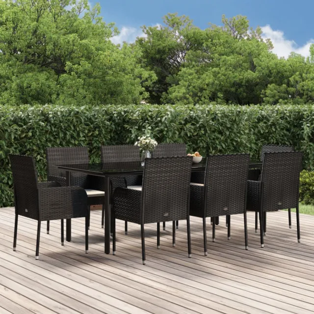 vidaXL 9-delige Tuinset poly rattan zwart, foto 2