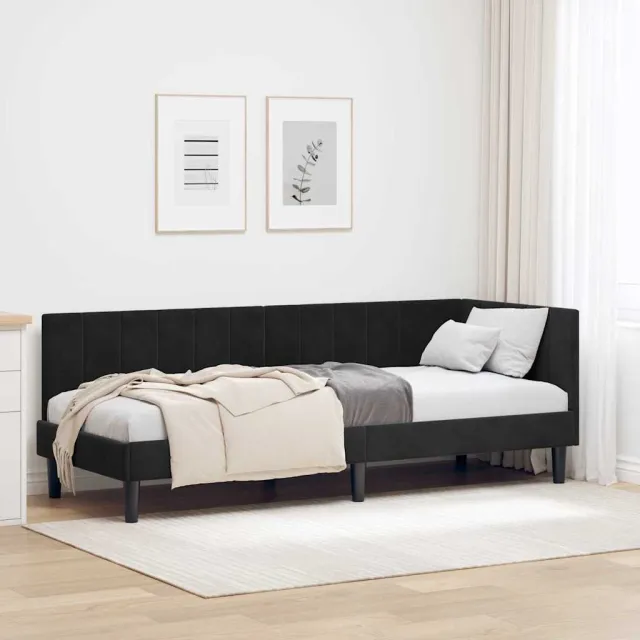 vidaXL Hoekbedframe Zwart 80 x 200 cm fluweel