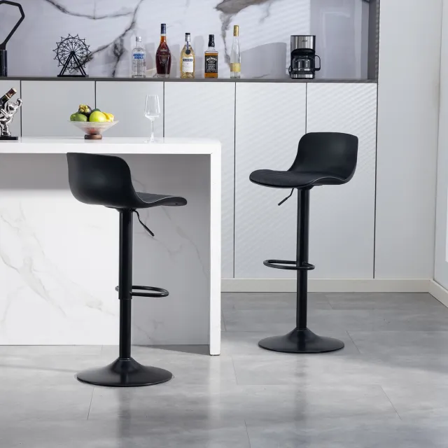 STILVORA Barkrukken - Set Van 2 - 360° Draaibaar En In Hoogte Verstelbaar - Voor Keuken En Bar - Metaal - Zwart