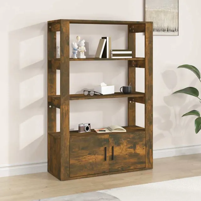 vidaXL Dressoir 80x30x119,5 cm bewerkt hout gerookt eikenkleurig, foto 2