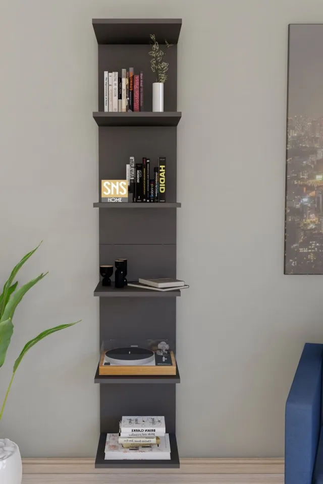 Bofigo Boekenkast - Wandplank - Antraciet - 180x35x30 cm