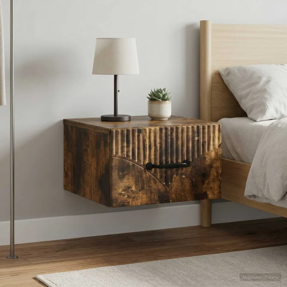vidaXL Wandbeugel Bedkast 2 st Gerookt eiken 34,5 x 33 x 20 cm, foto 4