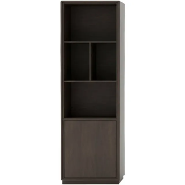 Meubelplaats Bellagio boekenkast rechtsdraaiend met 1 deur en 4 open vakken - Intense black zwart - 75x42x215 cm