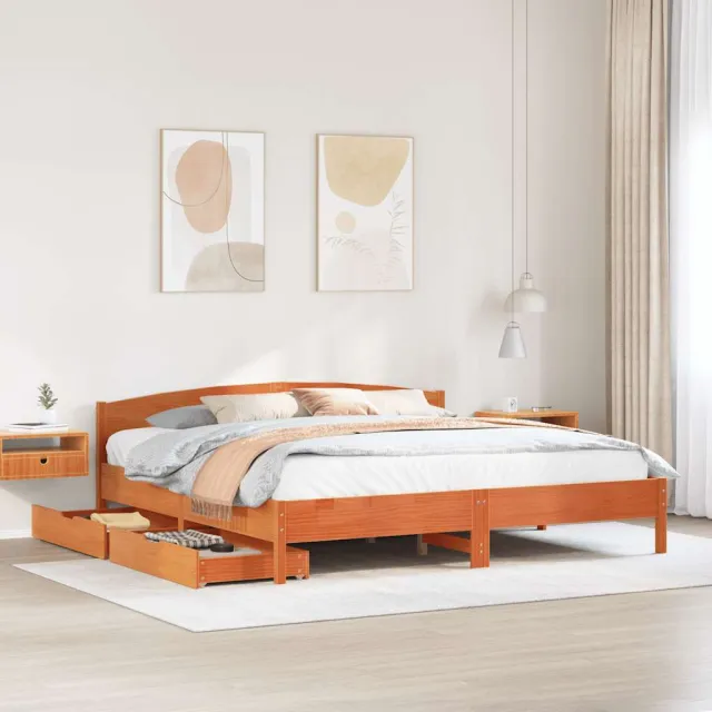 vidaXL Bedframe zonder matras massief grenenhout wasbruin 180x200 cm bruin