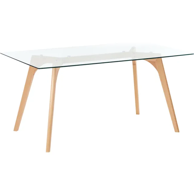 Beliani HUDSON - Eettafel - Lichte houtkleur - 90 x 160 cm - Veiligheidsglas Transparant