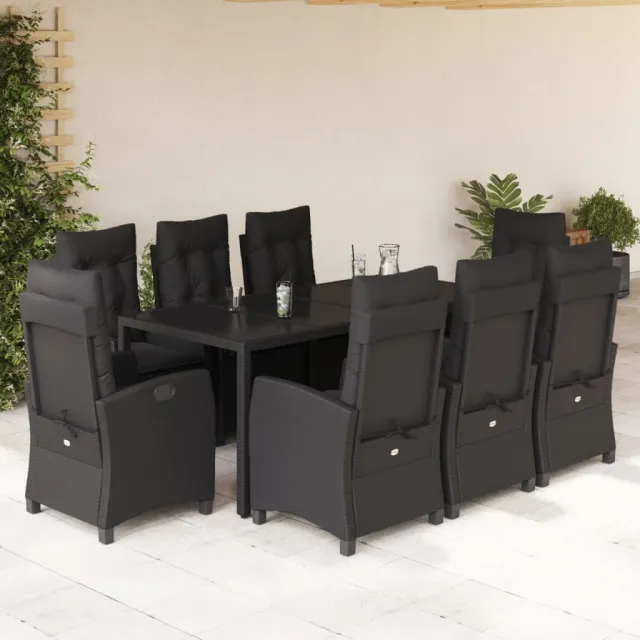 vidaXL 9-delige Tuinset poly rattan zwart, foto 2