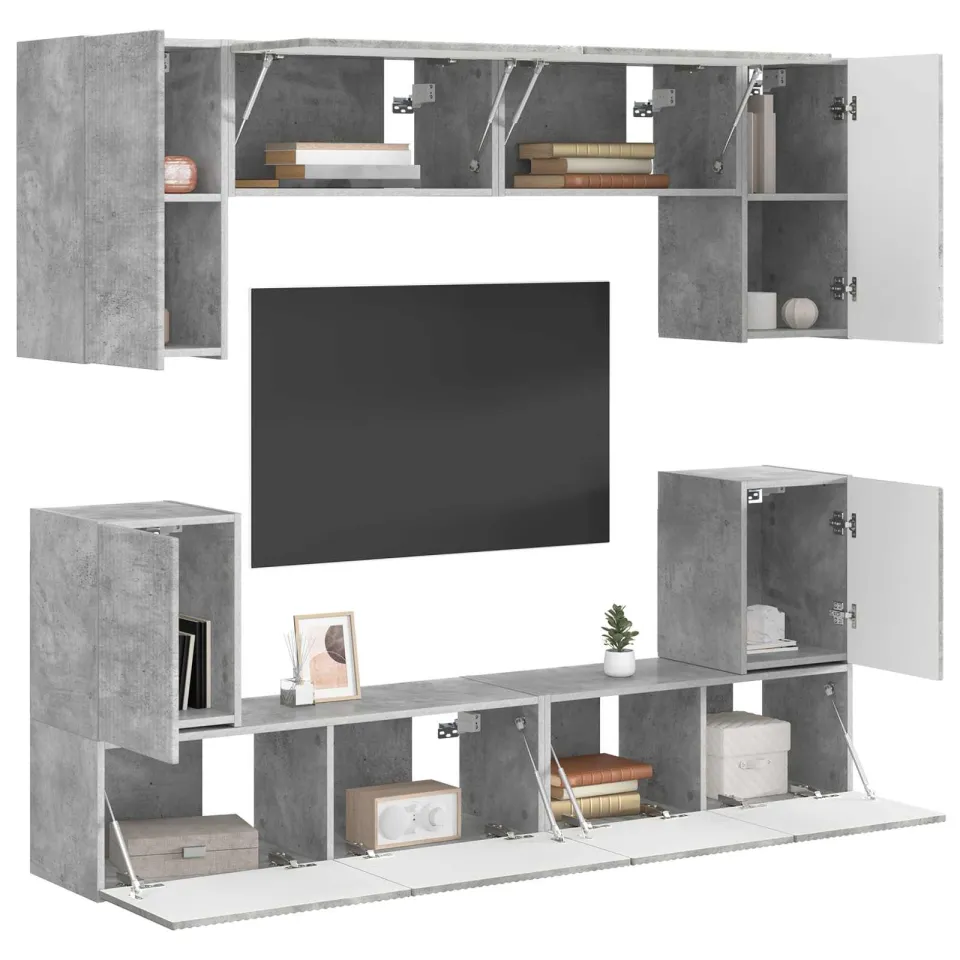 vidaXL Tv-meubelset 5 st Beton Grijs Bewerkt hout