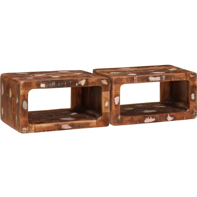 vidaXL Nachtkastje 2 st Bruin 45 x 30 x 24 cm Massief Gerecycled Hout, foto 2