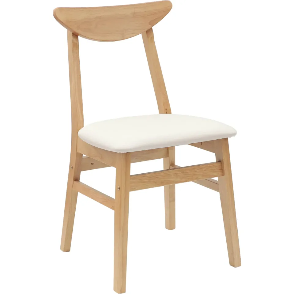 vidaXL Eettafelstoelen 2 st Massief Rubberhout Naturel, foto 4