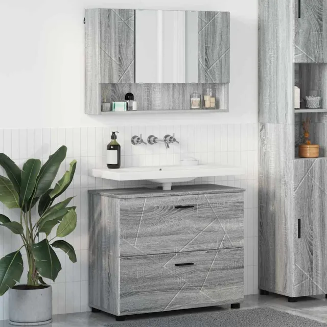vidaXL Badkamermeubelset 2 st Grijs Sonoma 76,5 x 35 x 64 cm