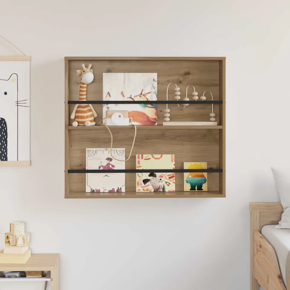 vidaXL Tijdschrift Rek Artisan Eiken 80 x 12 x 70 cm Bewerkt hout, foto 4