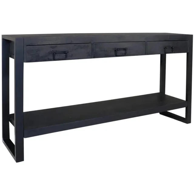 Lizzely Garden & Living Bijzettafel 150cm duurzaam mangohout Vera zwart industrieel side table