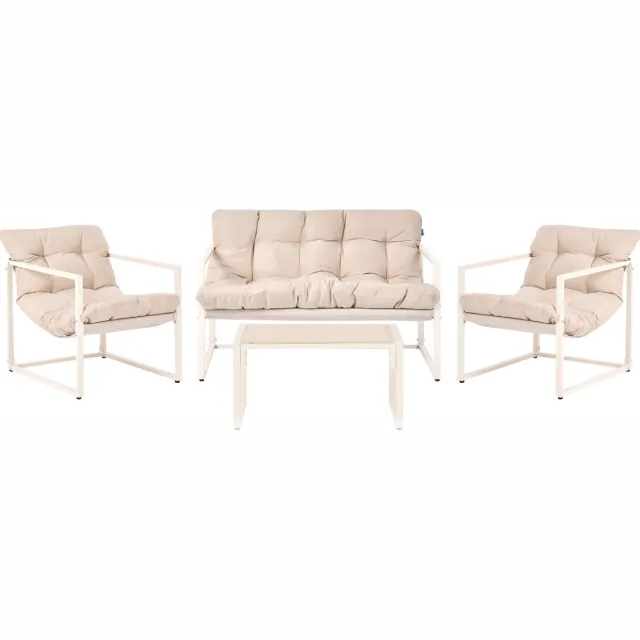 Beliani GARDA - Loungeset - Beige - Staal