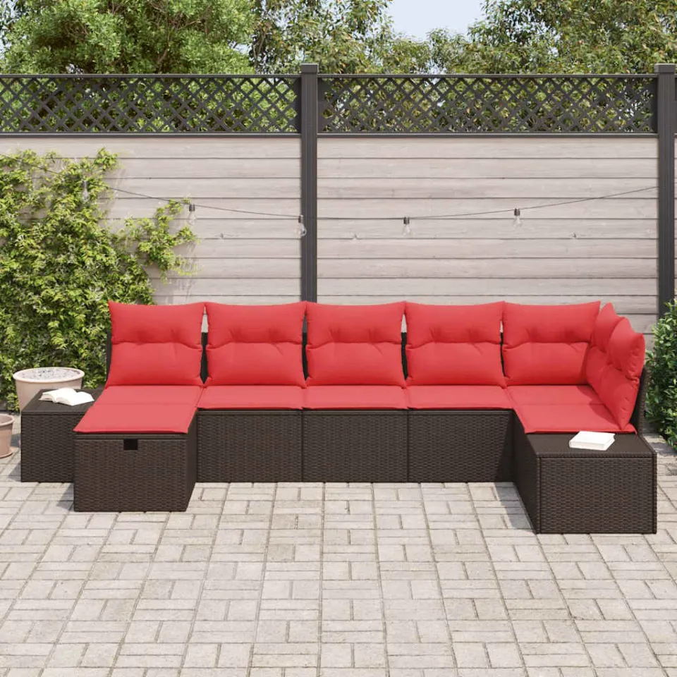 vidaXL Tuin Sofa Set 7 st Bruin poly rattan, foto 3