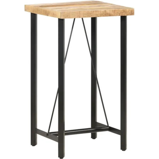 vidaXL Bartafel - 60x60x107 - cm - ruw - mangohout bruin en zwart