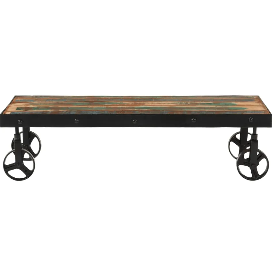 vidaXL Salontafel met wieltjes 100x55x26 cm massief gerecycled hout bruin, foto 2