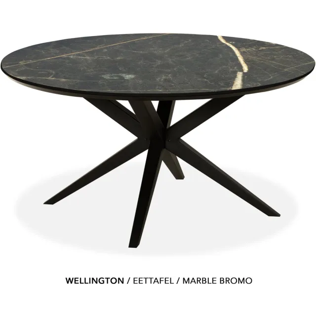 Maxfurn Eettafel rond met verjongde rand | Zeer krasvast | Kleur: Marble bromo | diameter 130cm Marbel bromo
