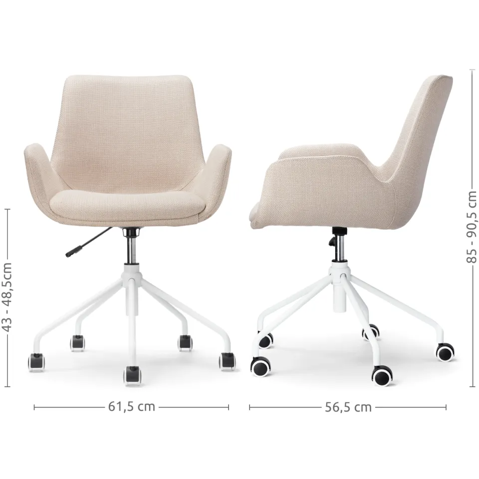 Nolon Nout-Eef bureaustoel beige - wit onderstel, foto 3