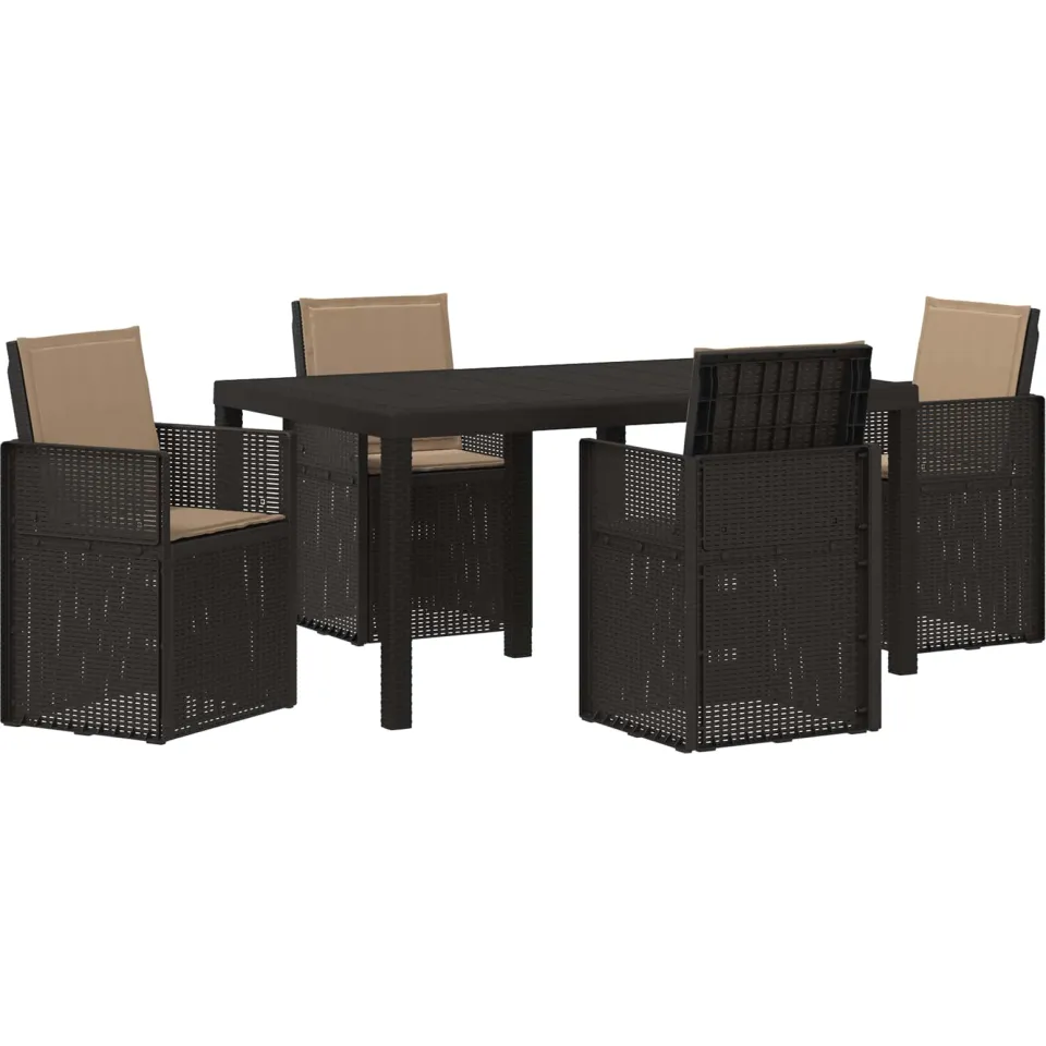 vidaXL Tuin eettafelset 5 st 4-zits Antracietkleurig en taupe PP Anthraciet