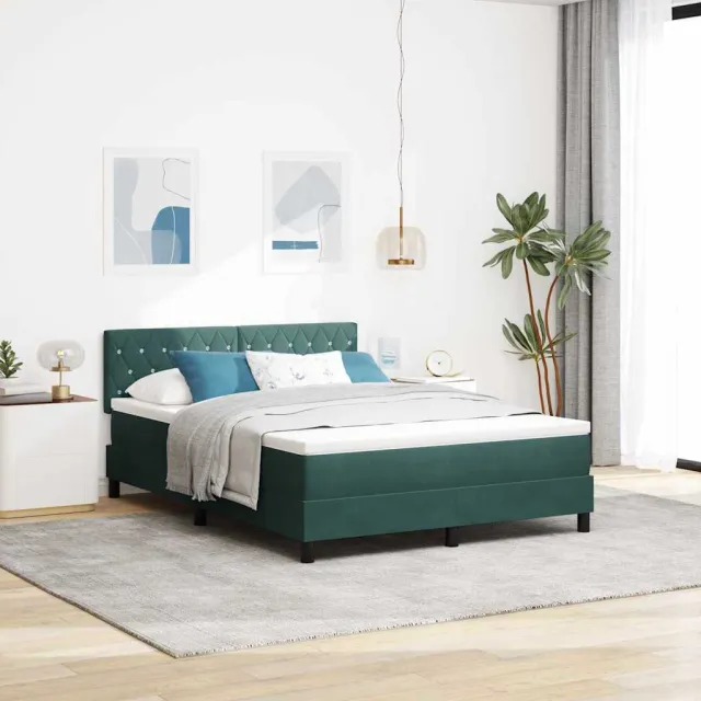 vidaXL Boxspringbed met matras Donkergroen 140 x 190 cm Fluweel