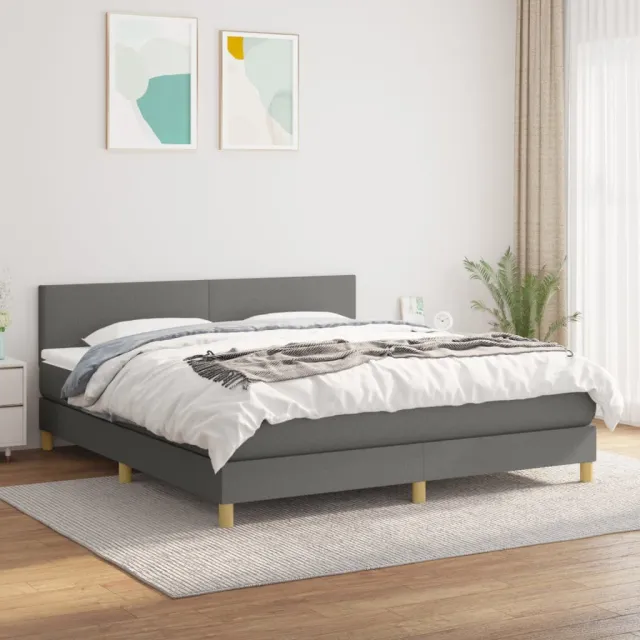vidaXL Boxspring met matras stof donkergrijs 160x200 cm grijs