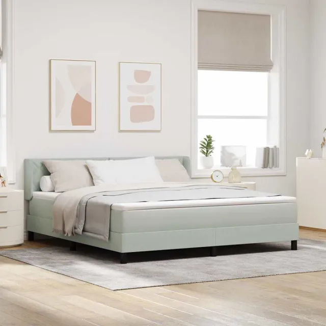 vidaXL Boxspringbed met hoofdeinde Lichtgrijs 200 x 180 cm Fluweel