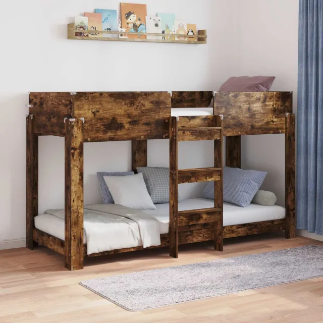 vidaXL Bunk Bed voor Kinderen Gerookt eiken 75 x 190 cm Bewerkt hout Bruin