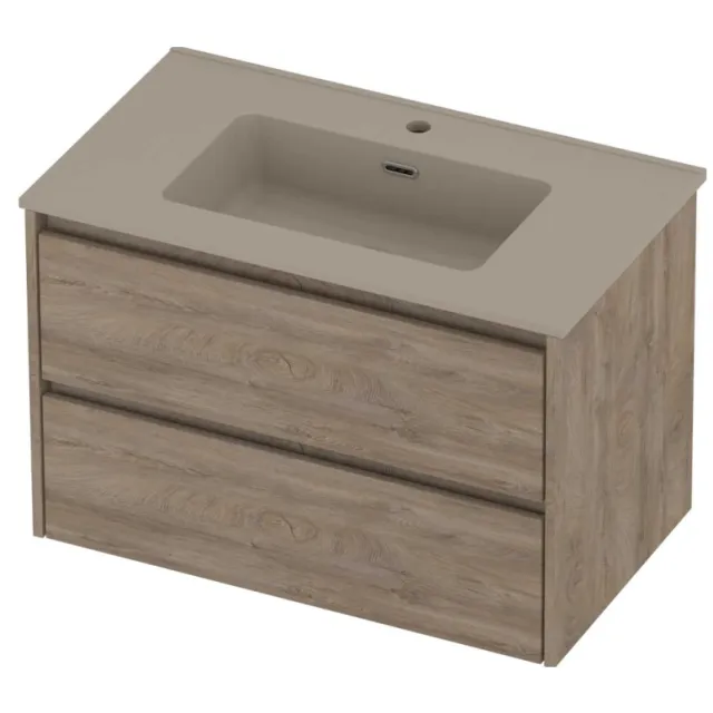 Proline Tribute Badmeubelset Porselein Elegant 1 Gat 80x46x54 cm Mat Crème Cotton Raw Oak Eiken