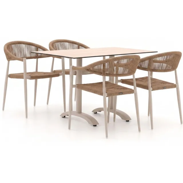 Manifesto Furniture Manifesto Belpasso/Lisio 120cm dining tuinset 5-delig stapelbaar bruin, foto 2