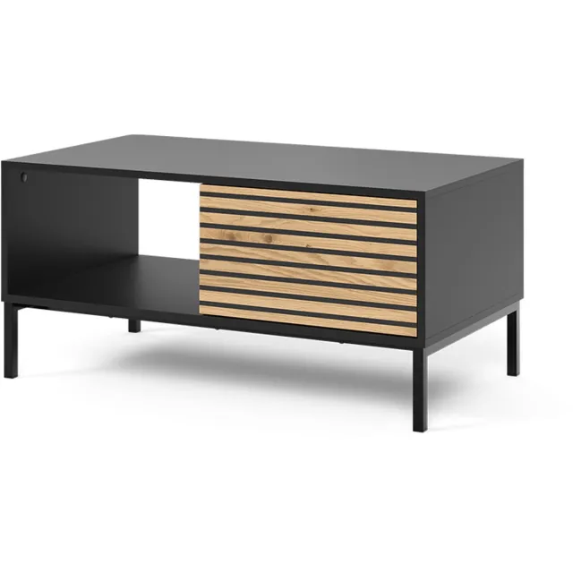 Vicco Eliza Salontafel – 90 x 50 cm met een lade Eik goud/antraciet Goudkleurig Eiken/Antraciet
