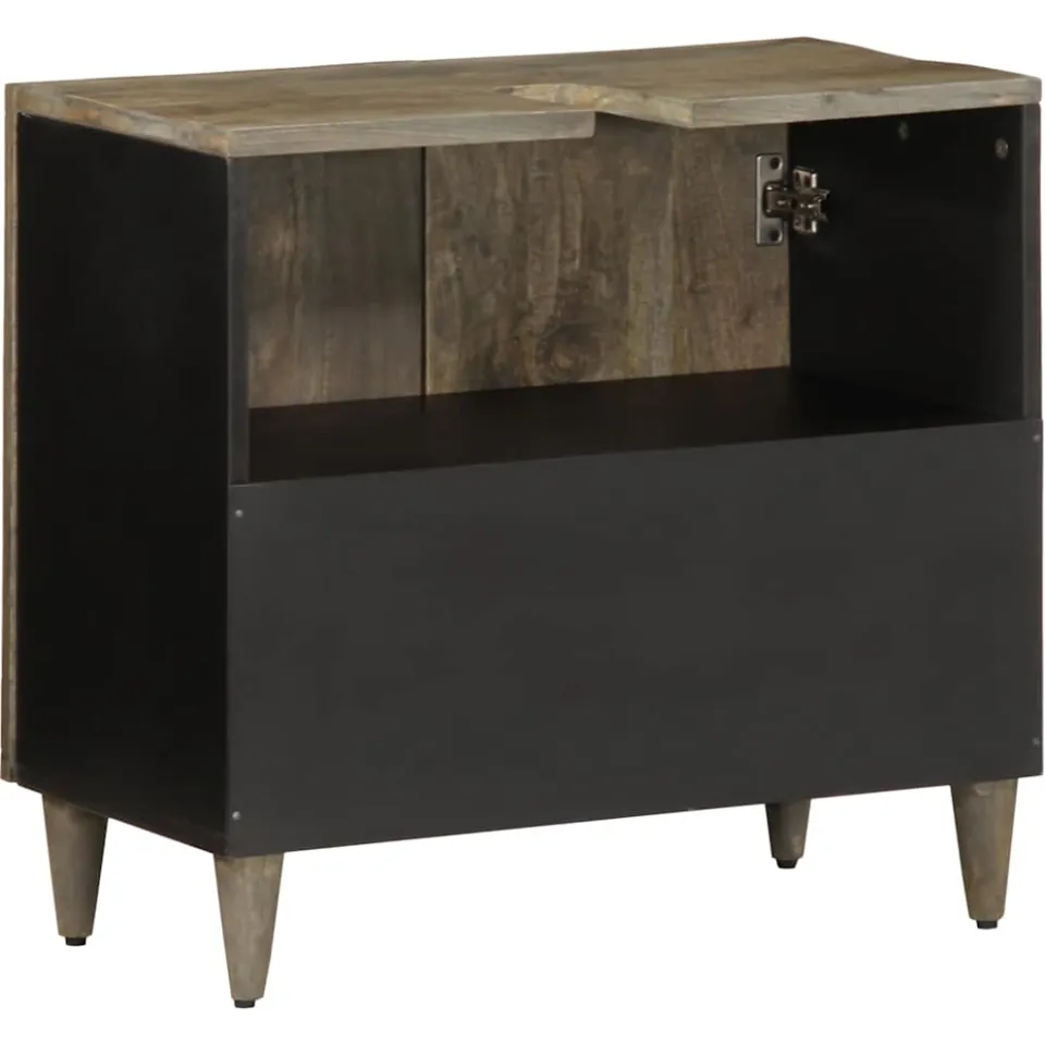 vidaXL Wastafelkast 62x33x58 cm massief mangohout zwart, foto 4