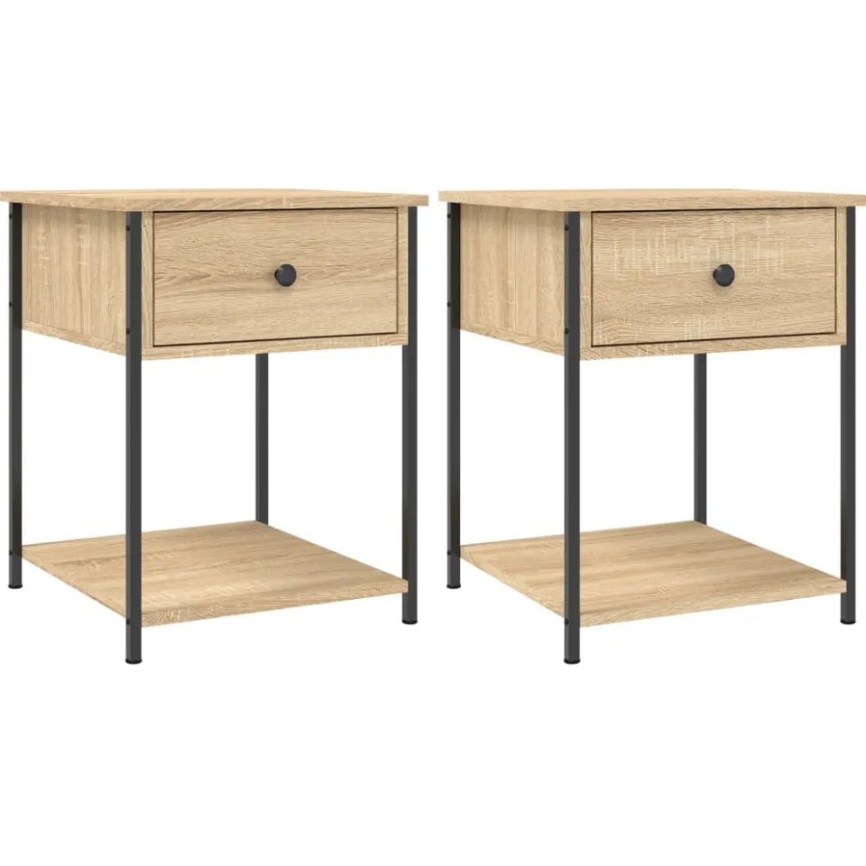 vidaXL Nachtkastjes 2 st 44x45x58 cm sonoma eikenkleurig, foto 3
