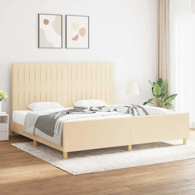 vidaXL Bedframe zonder matras stof crèmekleurig 200x200 cm