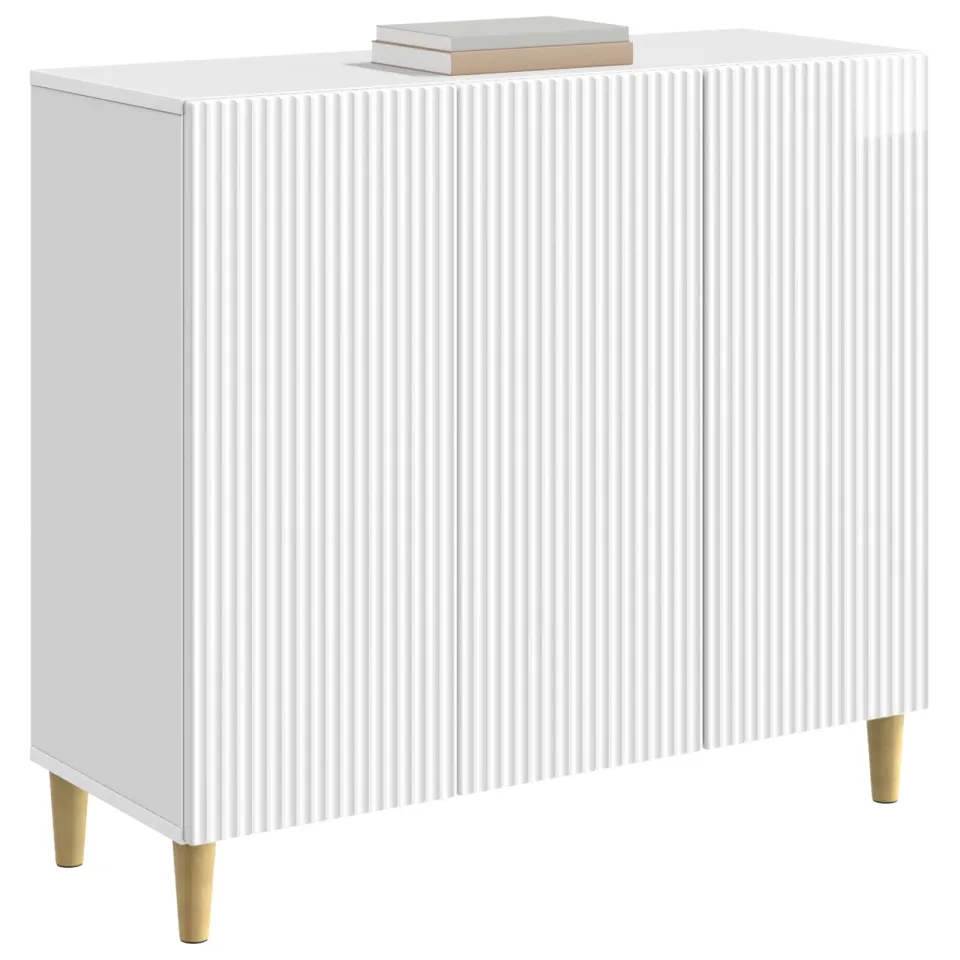 vidaXL Dressoir Hoogglans Wit 89 x 34,5 x 80 cm Bewerkt hout