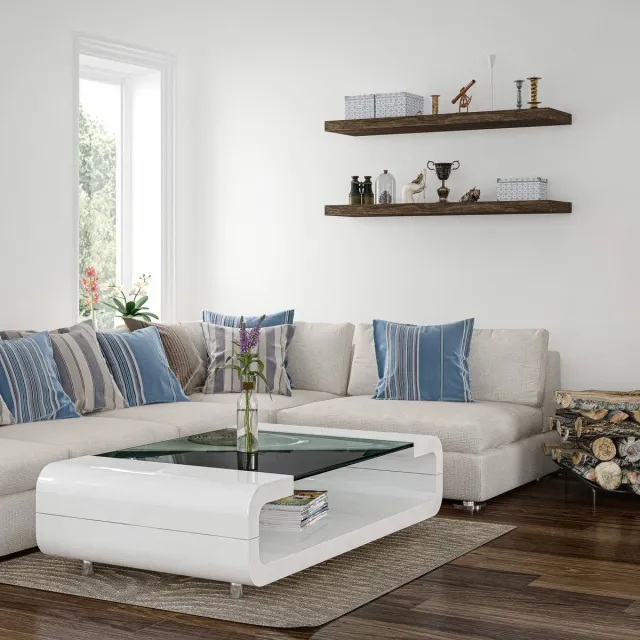 Stilista Wandplank Zwevend - Wand Plank - Trendy Design - MDF - 90 x 23,5 x 3,8 cm - Licht Hout Rustiek Lichtbruin