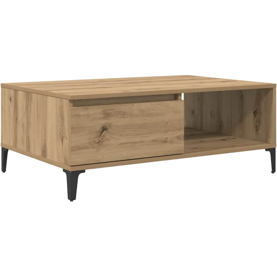 vidaXL Salontafel artisanaal eikenkleurig 90 x 60 x 35 cm Bewerkt hout Bruin
