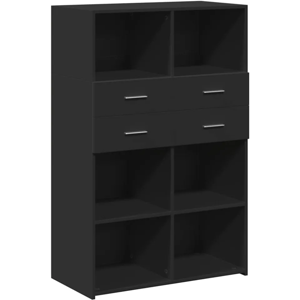 vidaXL Hoge kast 80x42,5x124 cm bewerkt hout zwart, foto 3
