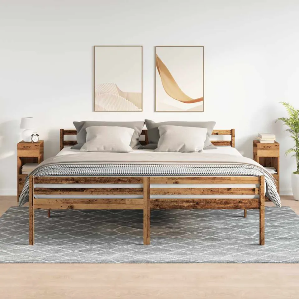 vidaXL Nachtkastjes 2 st met lade 25x31x66 cm oud houtkleurig bruin, foto 3