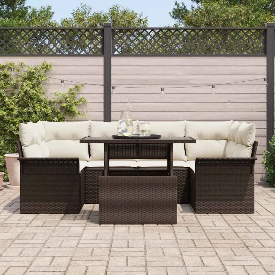 vidaXL Tuin Sofa Set 7 st Bruin poly rattan, foto 3