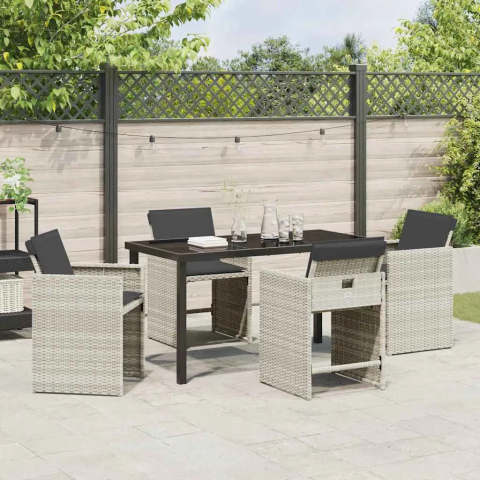 vidaXL Tuin eettafelset 5 st Lichtgrijs poly rattan, foto 3
