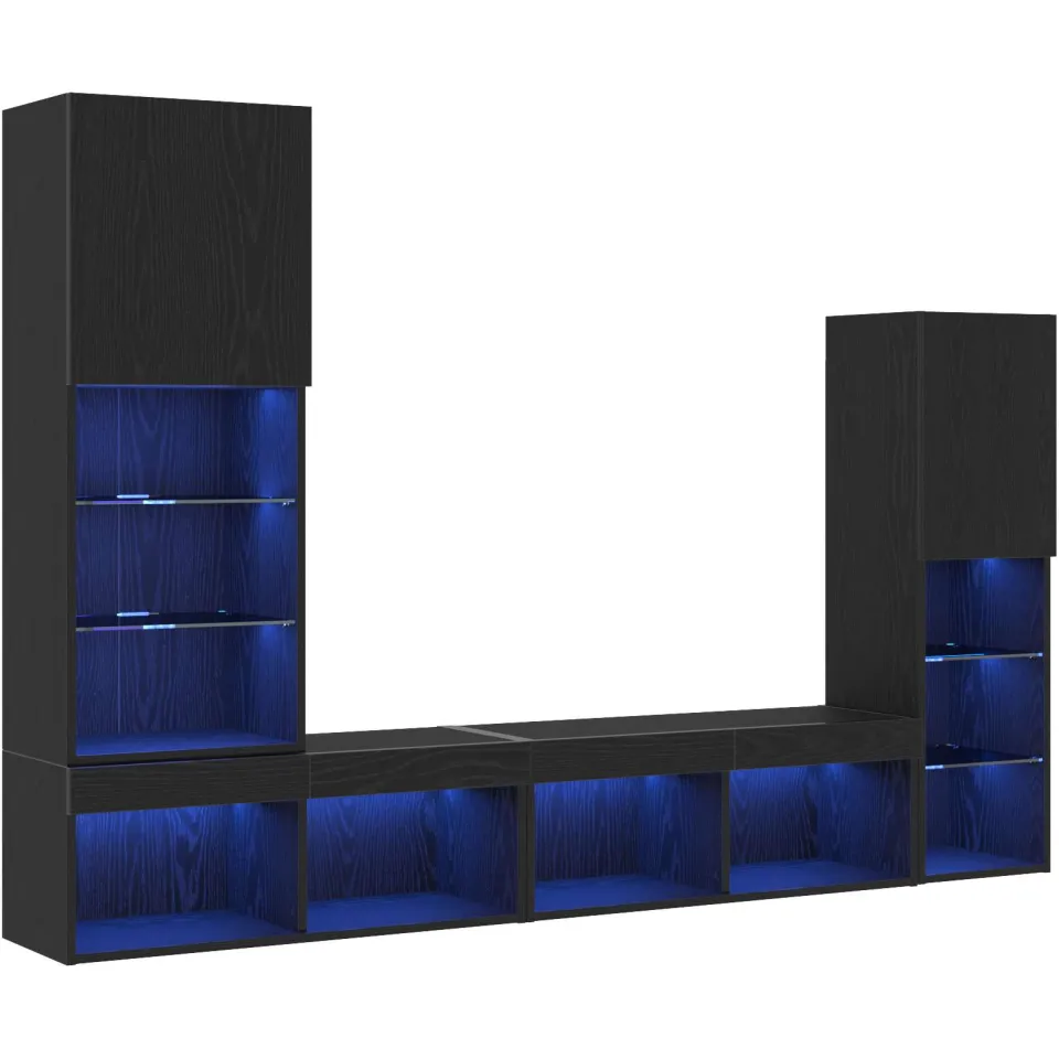 vidaXL TV-kast 4 st Zwart eiken Bewerkt hout, foto 3